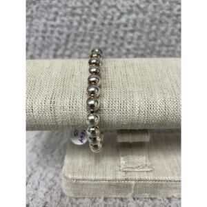 Dyadema Sterling Silver Hollow Round Bead Stretch Bracelet #68414